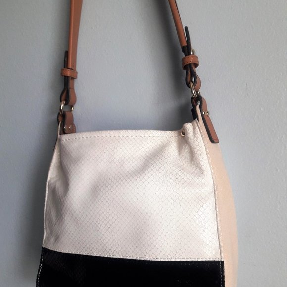 Sondra Roberts Squared Shoulder Bag White Black Multi-color Block Purse Handbag - Picture 8 of 14